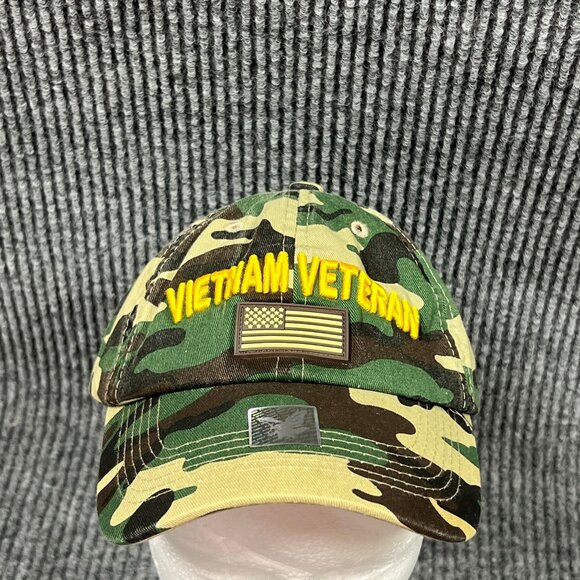 Vietnam Veteran Camo Hat USA Flag Patch Embroidered Adjustable Strap Black Hawk - Picture 16 of 16